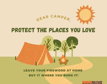 Dear camper, protect the places you love, leave your firewood at home and buy it where you burn it