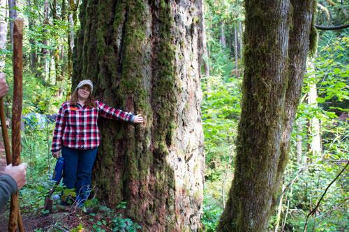 OSU Extension forester Lauren Grand describes a Douglas-fir on old growth forest tour in Lane County