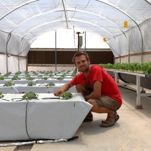 Tom Groenveld with hydroponic system