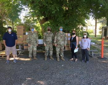OSU Extension and Agricultural Experiment Station faculty and staff worked alongside the Oregon Army National Guard to distribute personal protective equipment at the Southern Oregon Research Extension Center in Jackson County.