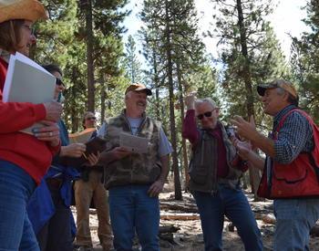 Group of woodland owners going through the MWM program gather to learn about forest management.