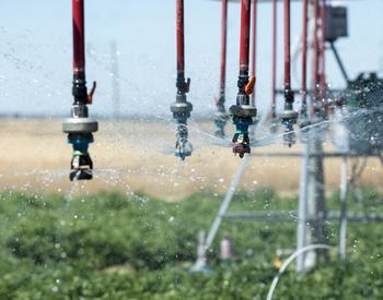 Mini pivot irrigation system on one of the research plots at OSU's Hermiston Agricultural Research and Extension Center.
