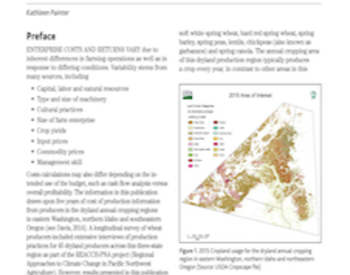 Cover image of "Cost and Returns Baseline for the Dryland Grain  Annual Cropping Region of the Pacific Northwest  for 2011–2015 with a 2016 Comparison" publication