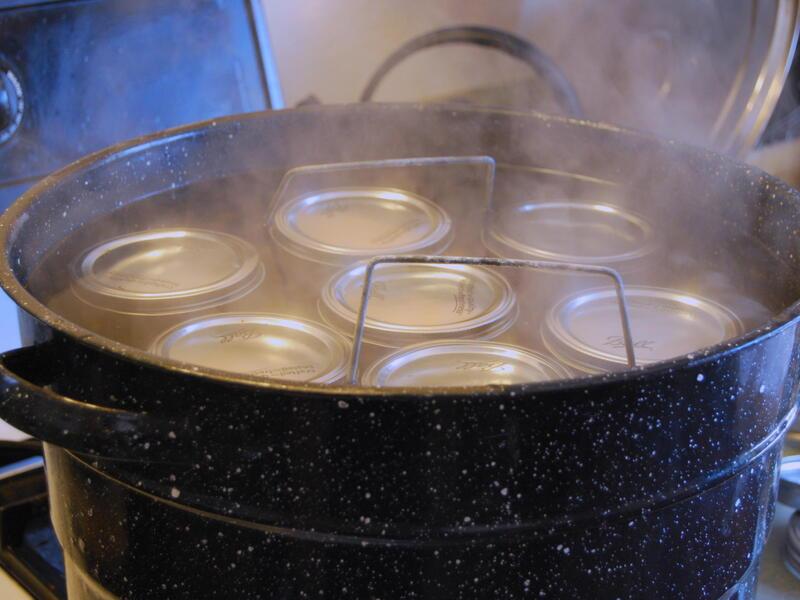 Pickling green beans in enamel canner