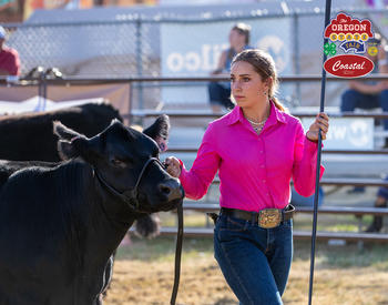 girl and steer