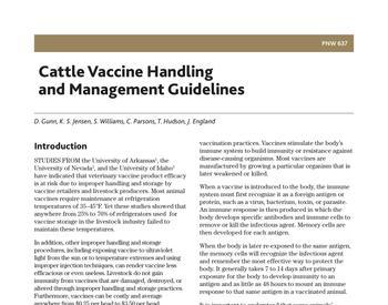 Image of Cattle Vaccine Handling and Management Guidelines publication